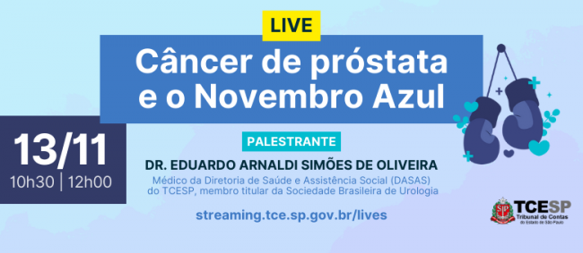 TCESP realizará live sobre prevenção ao câncer de próstata 