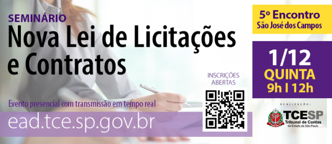 São José dos Campos sedia evento sobre Nova Lei de Licitações no dia 1