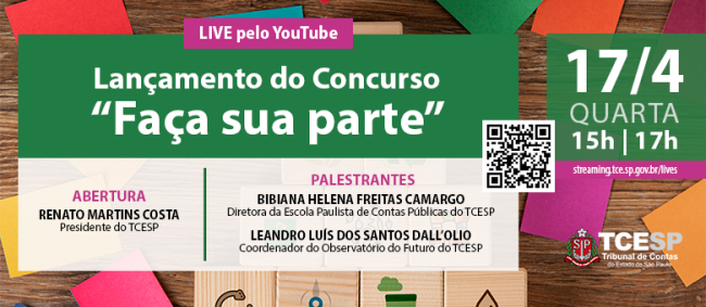 TCE promove live para lançar Concurso de Redação ‘Faça sua Parte’