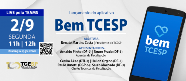 Live de lançamento do aplicativo ‘Bem TCESP’: sua carreira e bem-estar na Palma da Mão
