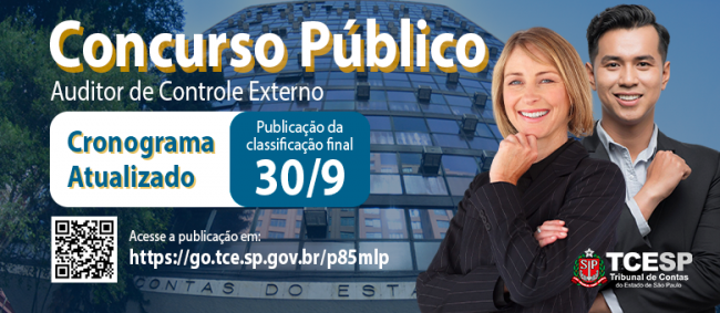Classificação final do concurso do TCESP será divulgada no fim de setembro