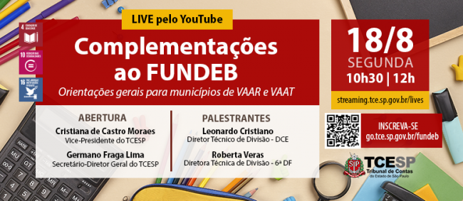 Fundeb será tema de live do Tribunal de Contas no dia 18