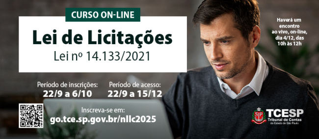Prazo de inscrições para curso EAD sobre Nova Lei de Licitações encerra dia 6