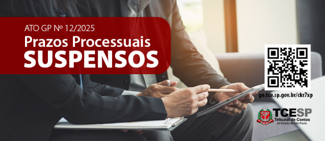 TCESP suspenderá prazos processuais a partir de 22 de dezembro