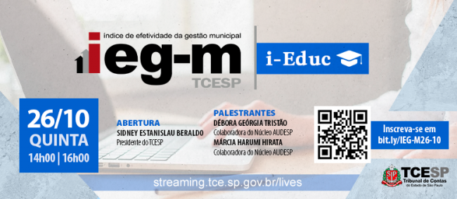 TCESP promove live sobre IEG-M/Educ no dia 26