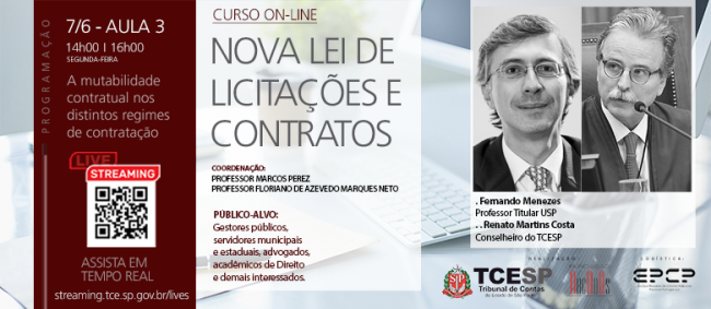 TCESP promove terceira aula do curso sobre nova Lei de Licitações ; Assista on-line