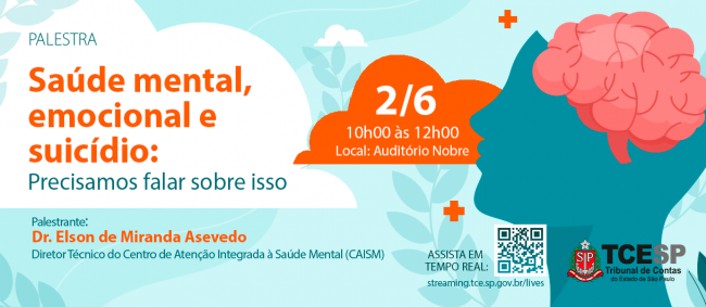 Saúde mental será tema de palestra no TCESP no dia 2