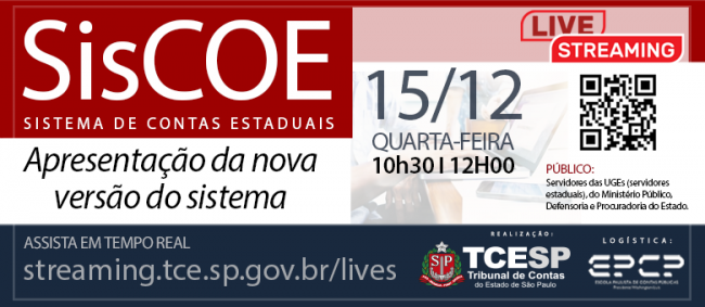 Live do TCESP apresentará nova versão do SisCOE