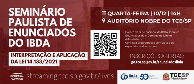 Tribunal sedia Seminário Paulista de Enunciados sobre a Lei de Licitações no dia 10