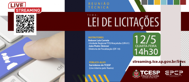 Live para servidores debate Nova Lei de Licitações no dia 12 e 14