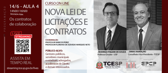 Quarta aula de curso do TCESP sobre nova Lei de Licitações ocorre dia 14