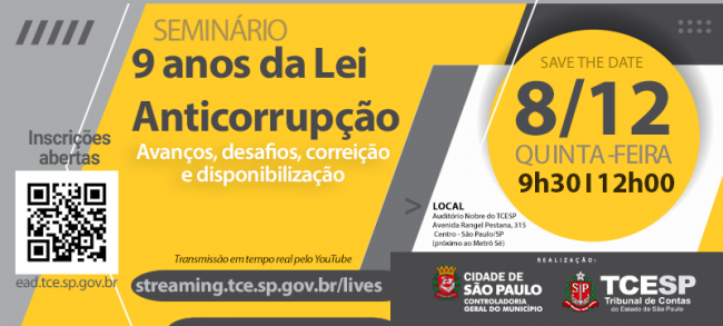 Seminário no TCESP debaterá 9 anos da Lei Anticorrupção