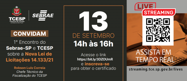 TCE e Sebrae-SP promovem encontro para discutir mudanças da Nova Lei de Licitações