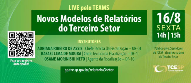 Live para servidores abordará novos modelos de relatórios do Terceiro Setor 