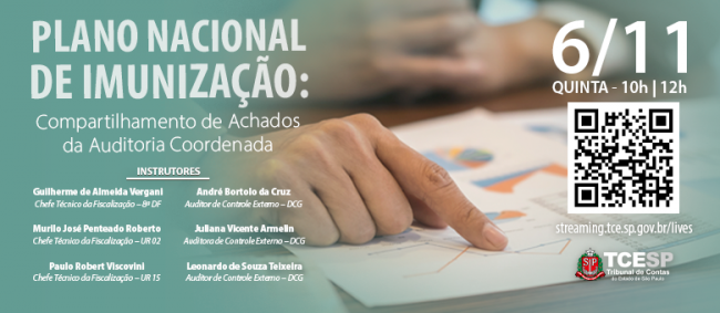 Plano Nacional de Imunização será tema de live do TCESP