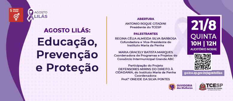 TCE realizará no próximo dia 21 evento voltado à Campanha ‘Agosto Lilás’