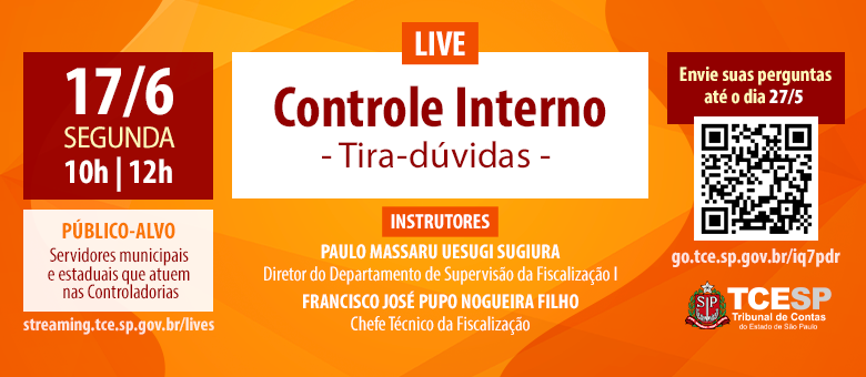 Tribunal de Contas fará live ‘tira-dúvidas’ sobre Controle Interno