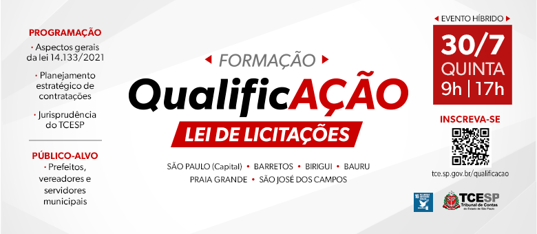 TCESP abre inscrições para a Formação QualificAÇÃO 2026 com foco na Lei de Licitações