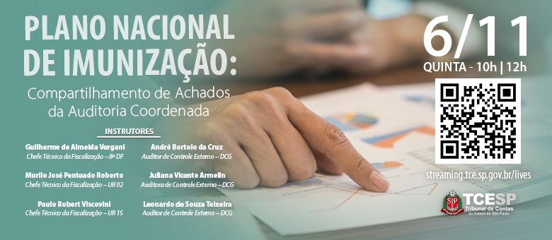 Plano Nacional de Imunização será tema de live do TCESP